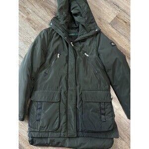 Lauren Ralph Lauren Womens Small Olive Green Winter Parka Coat Hood